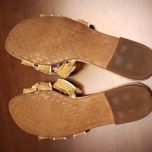 Sam Edelman Gold Sandals H-Style Bay Frey 2 Slip-On sz 9.5 - Picture 7 of 9